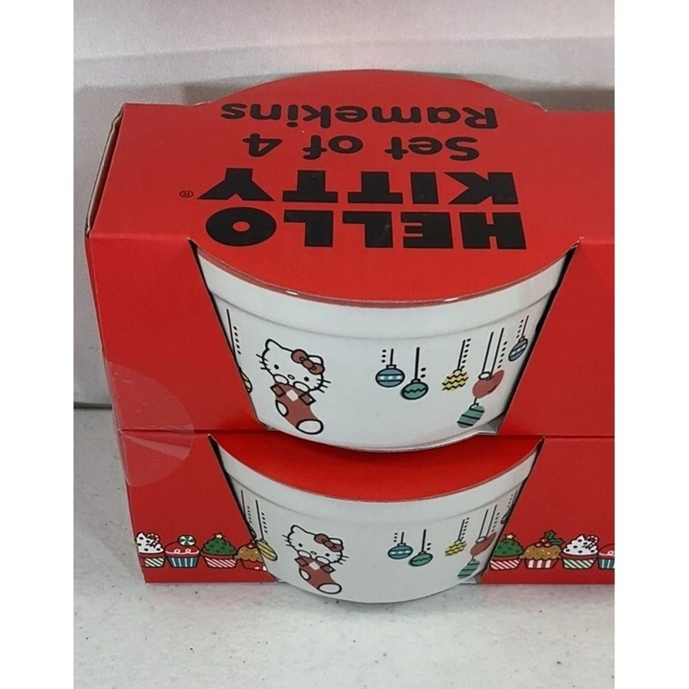 Sanrio Hello Kitty Christmas Ornaments Holiday Set Of 4 Baking Ramekins